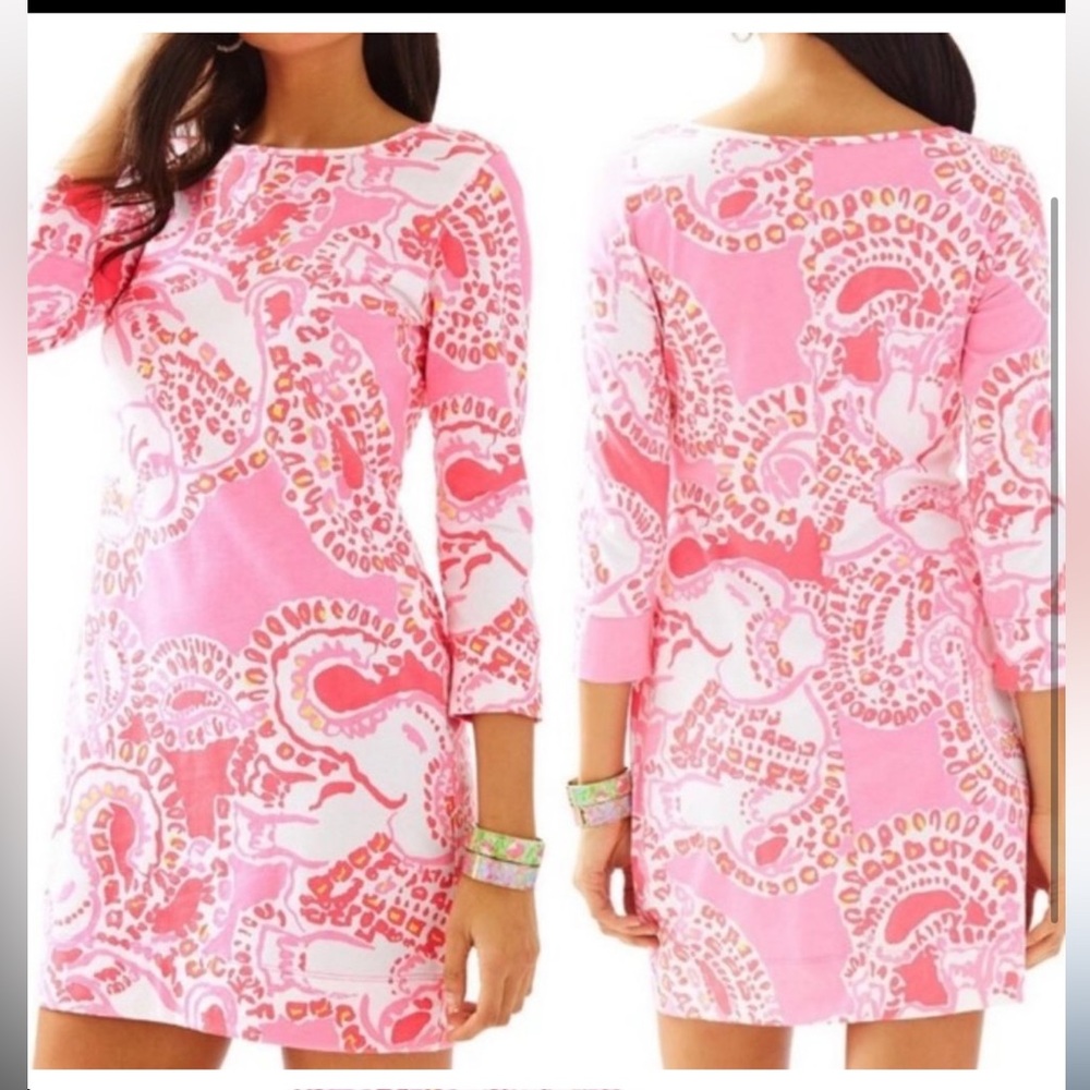 Lilly Pulitzer Marlowe Dress Hot Coral Trunk In Love Dress Large Pima